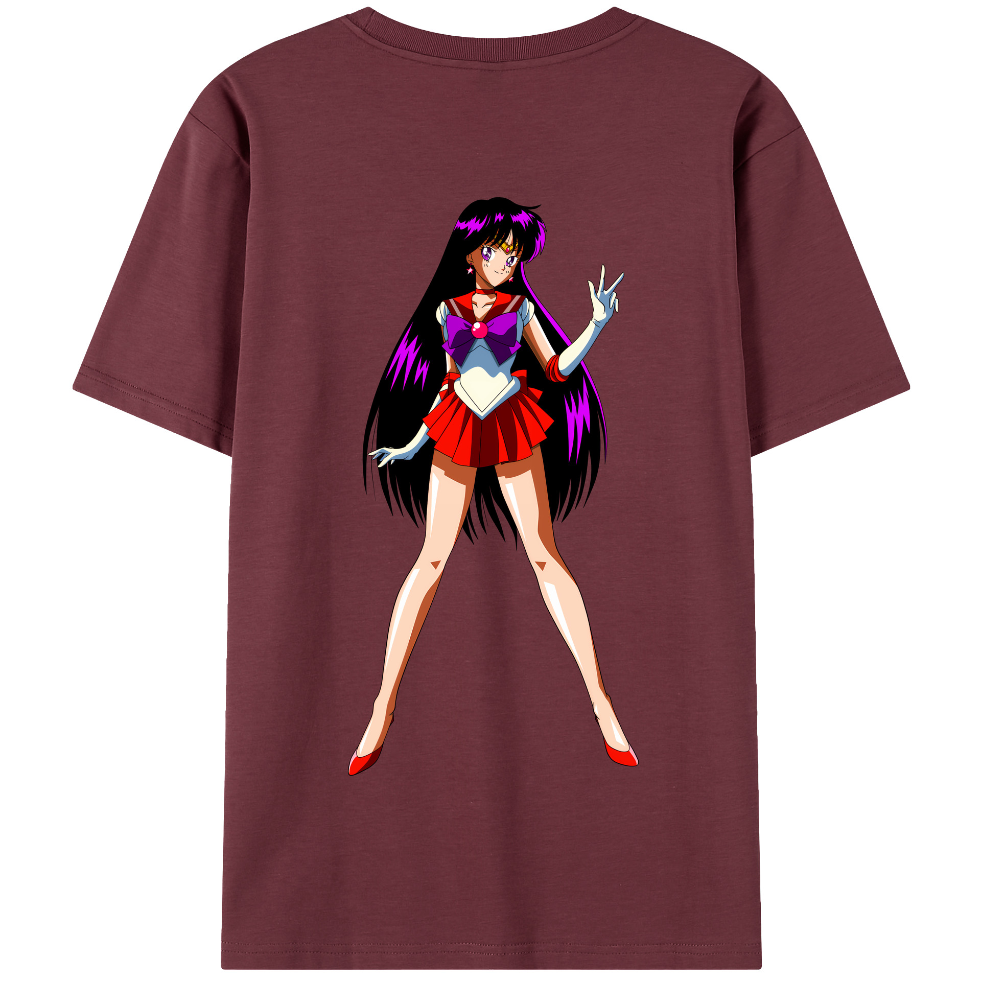 （画像用） 美少女戦士セーラームーン 火野レイ ひの レイ Sailor Moon Hino Rei （セーラーマーズ,Sailor Mars） 綿100％半袖Tシャツ（背面プリント）